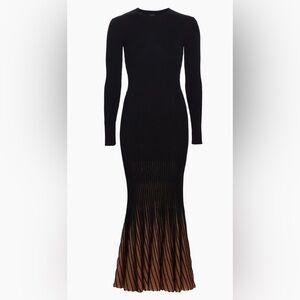 Ulla Johnson Magnolia Ombre Rib-Knit Black Long Sleeve Dress